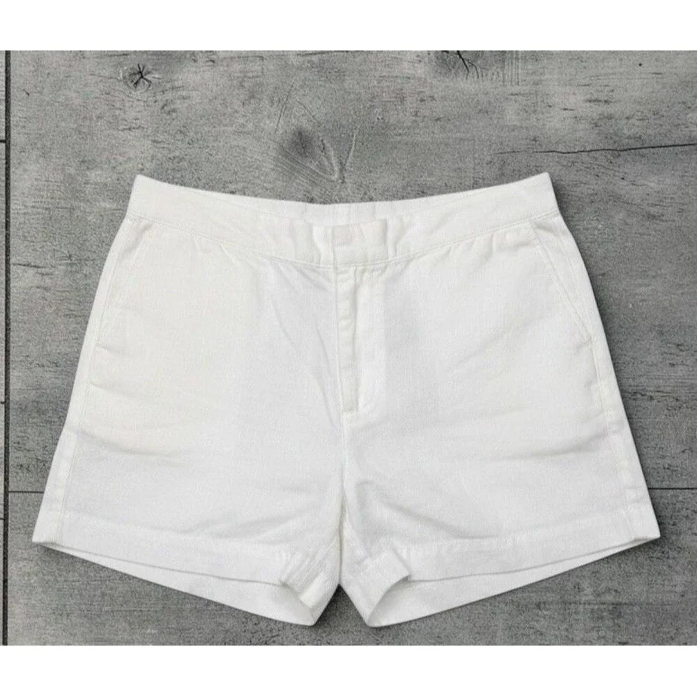 J Jill Shorts Womens Small Petite White Linen Elastic Waist Pockets Casual